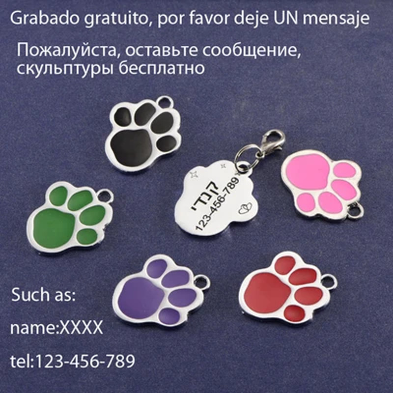 Pet Id Paw Tag for Dog, Puppy, Kitten, Cat Collar Accessories, Dog ID Tag, Free