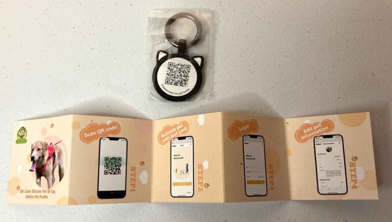 QR Code Silicone Pet ID Tag Dog Cat Tag Online Pet Profile Pet Location Alert
