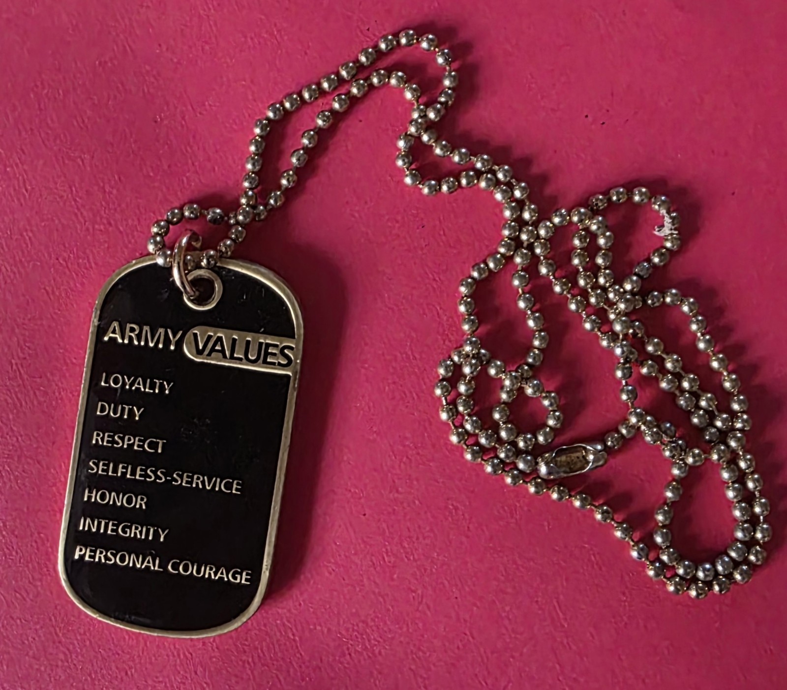 Dog Tag Army Values With Chain Necklace