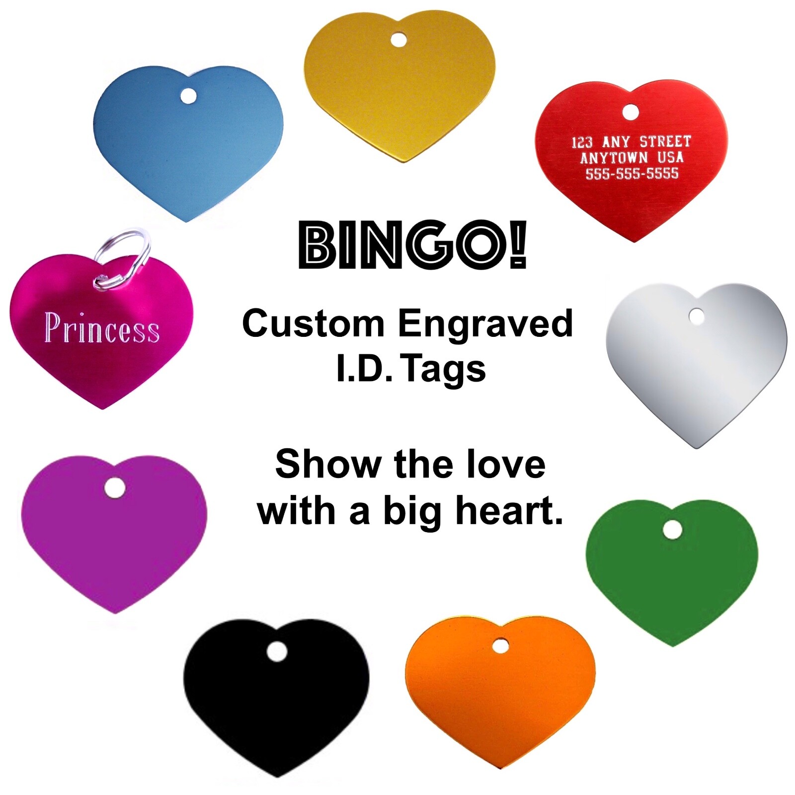 Custom Engraved Dog Tags Personalized Dog Collar Pet Tags Engraved Pet ID HEART