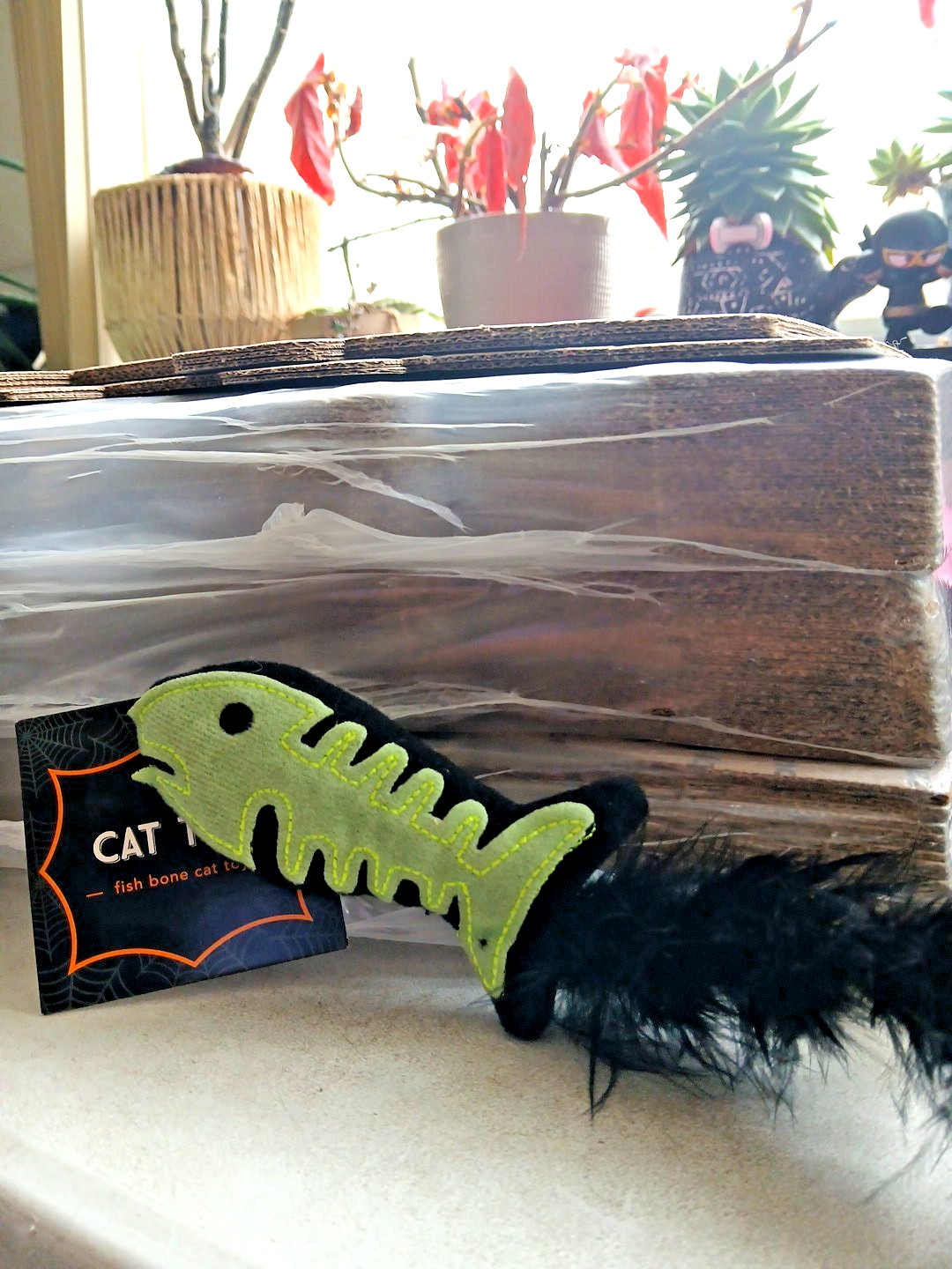 Cat Toy Fish Bone Toy Green And Black