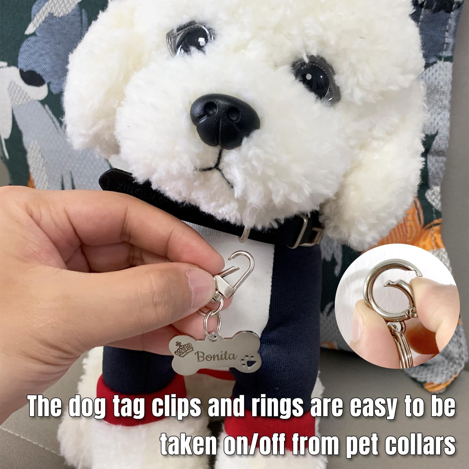 Dog Tag Clips for Collar,with 15Pcs Replaceable Dog ID Name Tag Ring Clip Dog…