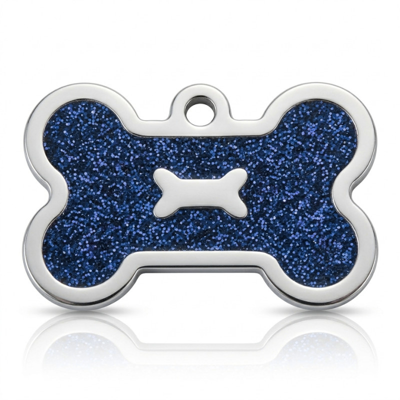 PET ID TAG CUSTOM ENGRAVED PERSONALIZED DOG CAT NAME TAGS Glitter Bone DOG TAG
