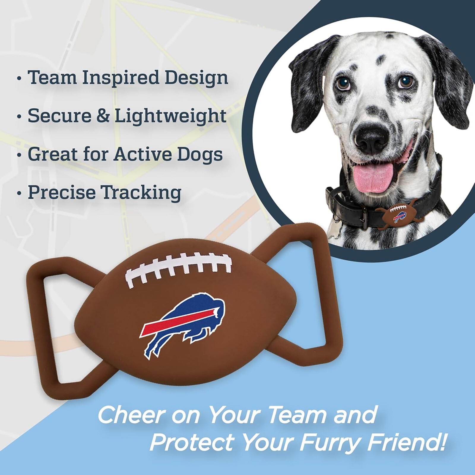 Pets First NFL Silicone Airtag Holder Dog Tracking Device Holder with Team Logo