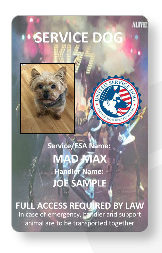 KISS Service Dog/Emotional support/Therapy Dog ID card