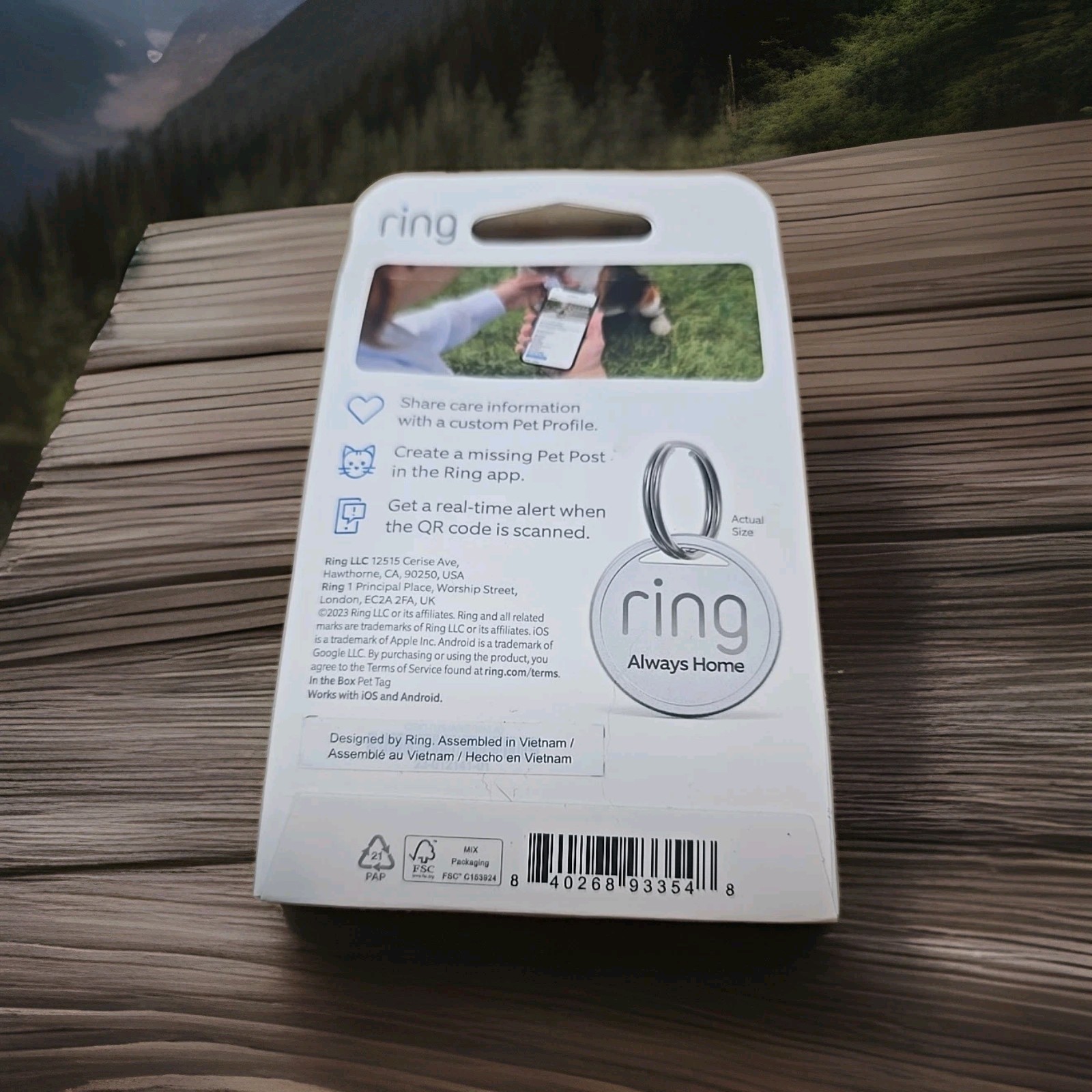 Ring Pet Tag (With QR Code) Smart Protection – With Real-Time-Scan Alerts – New