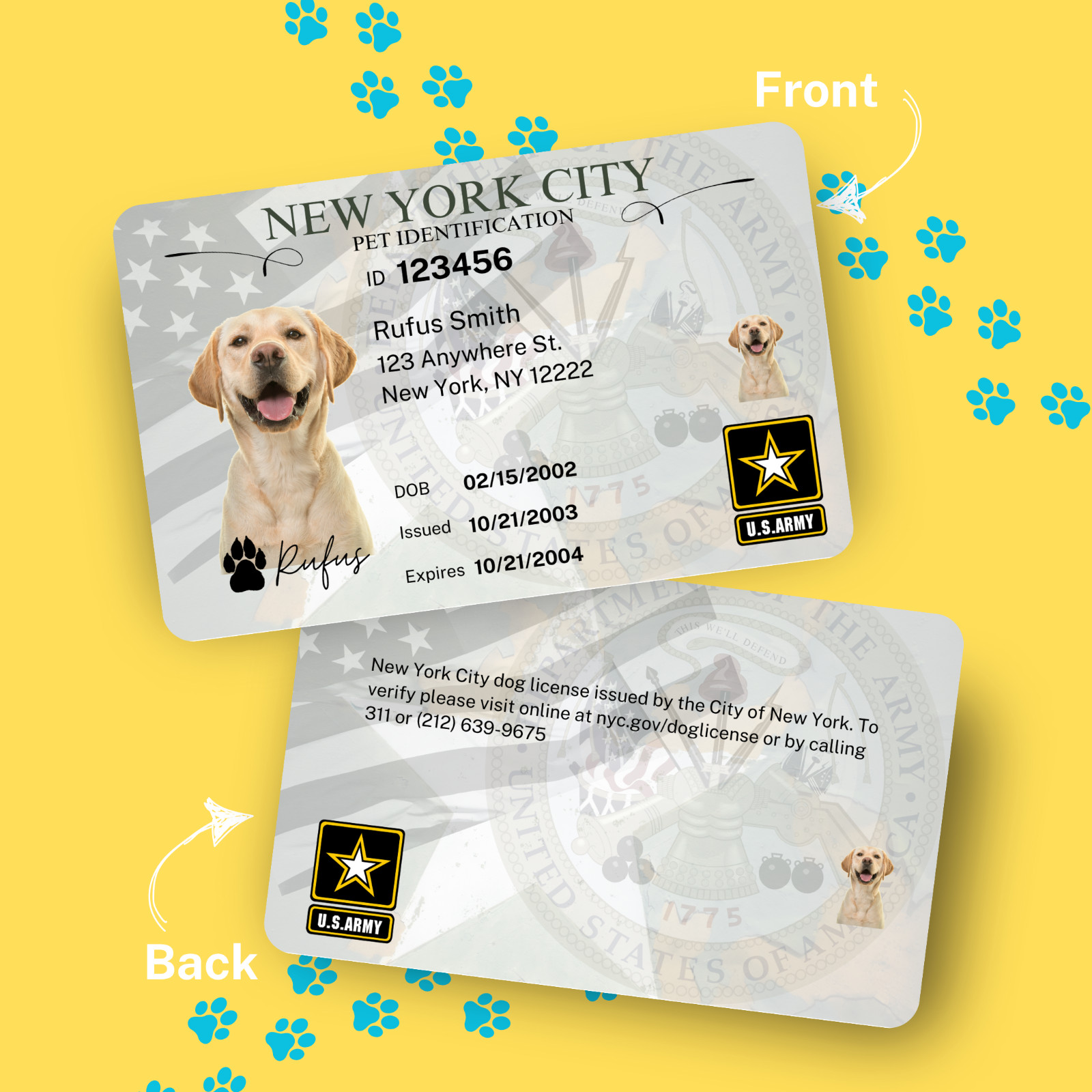 Custom NYC Pet ID Cards | ESA and Service Animal ID | ID Style Cards