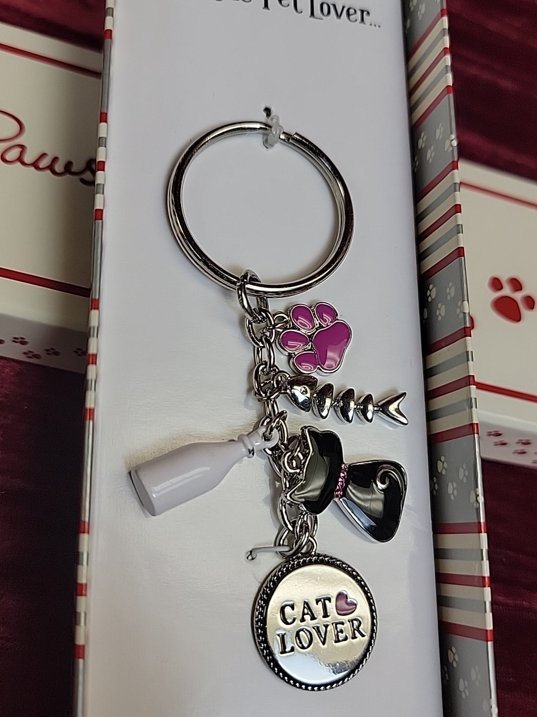 Pawsitively Spoiled NIB For The Pet Lover 49127 I LOVE MY CAT CHARM KEY CHAIN