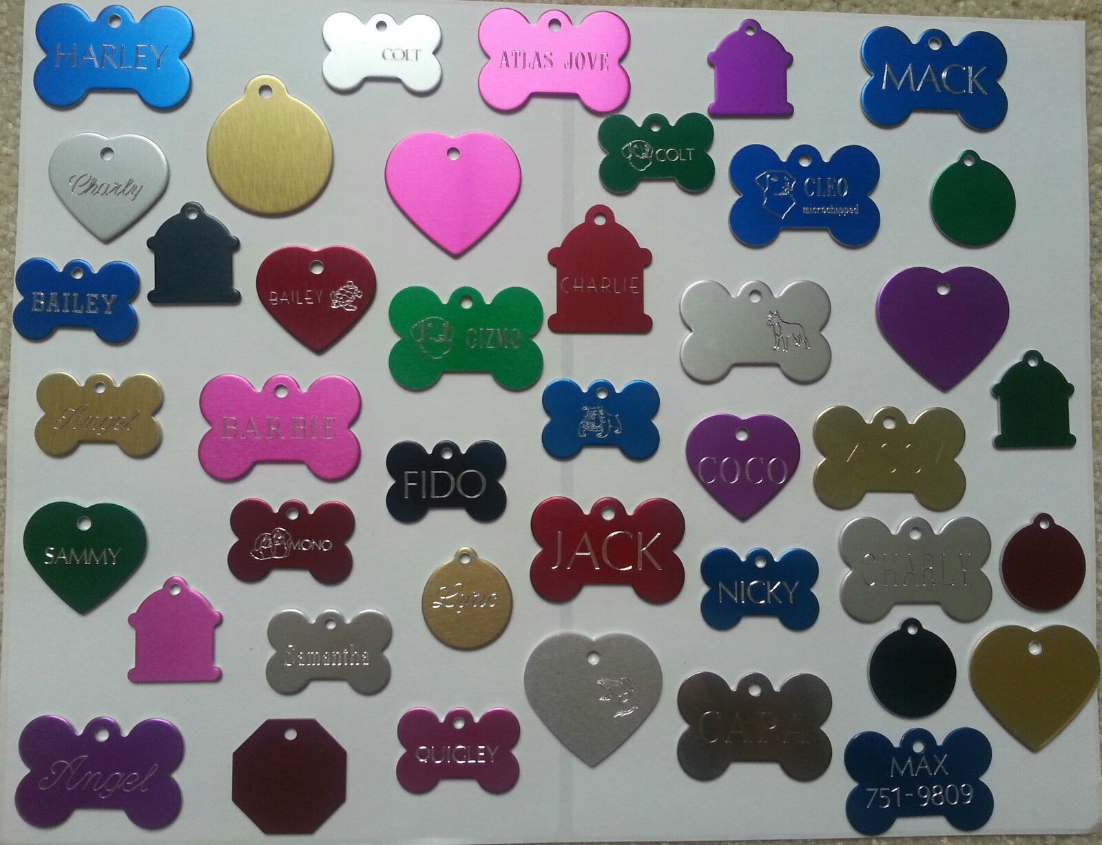 CUSTOM ENGRAVED DOG PET TAG SINGLE SIDE PERSONALIZED ID DOG CAT CHARM TAGS