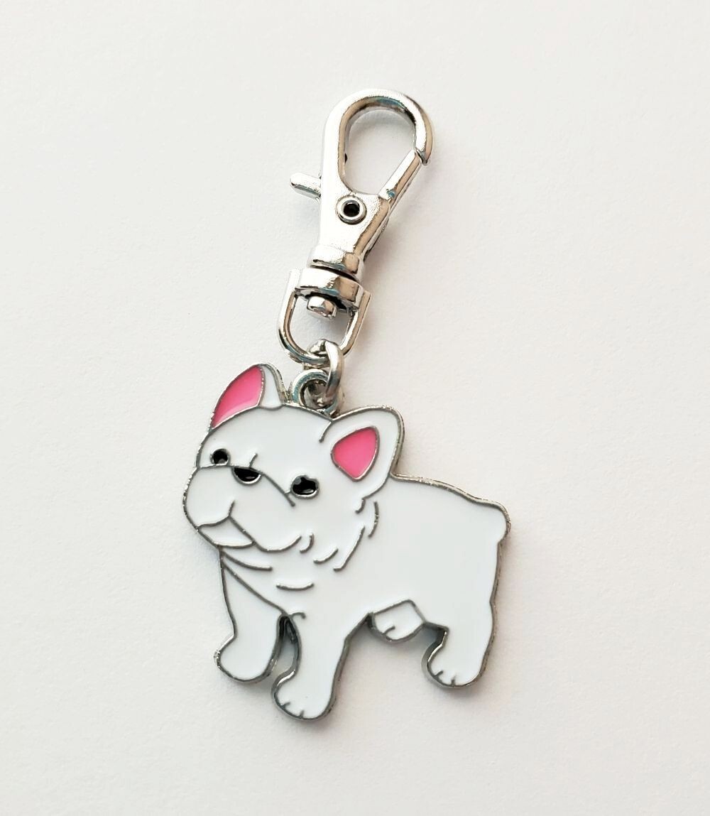 FRENCHIE BULLDOG CHARM DOG CAT COLLAR JEWELRY ZIPPER PULL PURSE BACKPACK BAG #2