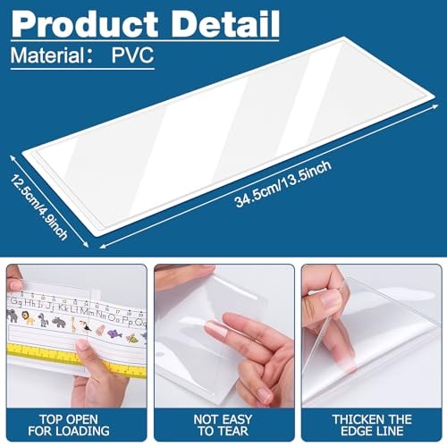 25 PCS Clear Reusable Nameplate Pocket Upgraded Thickened 13.5” x 4.9”