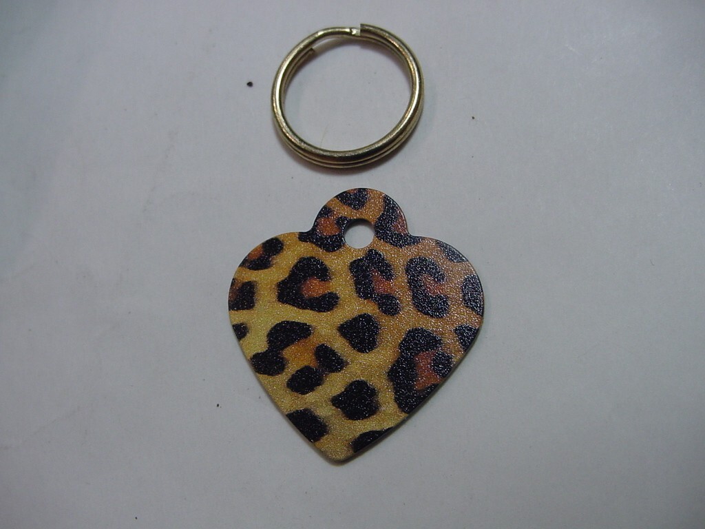 NEW – LOT OF 2 – ENGRAVABLE PET I.D. TAG LUGGAGE TAG – ANIMAL PRINT HEART