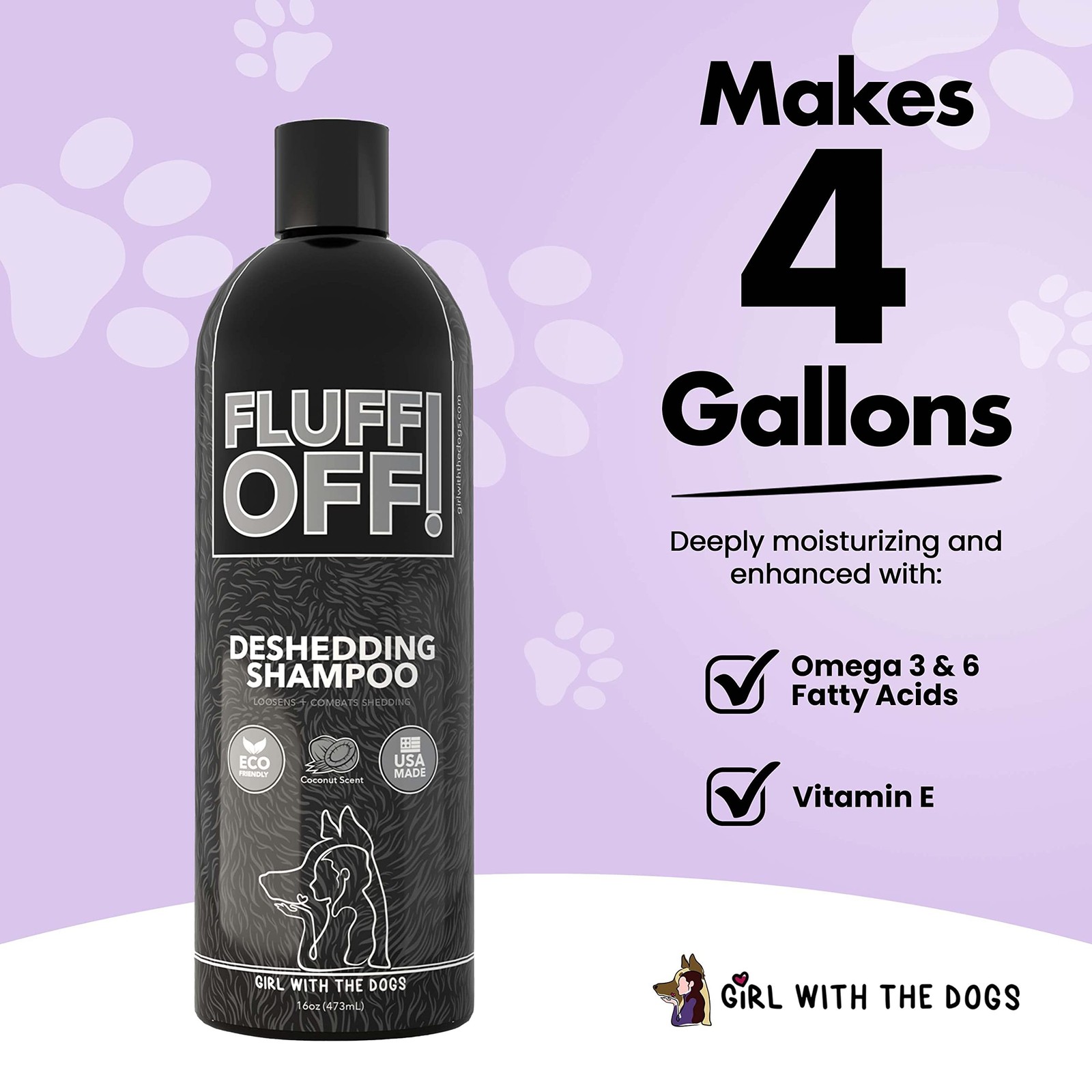 Fluff Off! by Girl With The Dogs, Natural Deshedding Dog & Cat Shampoo and Co…