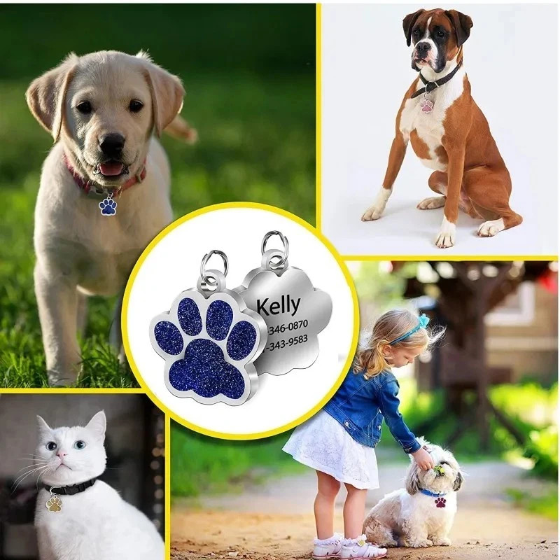 Personalized Pet ID Tag, Dog Tag, Cat Tag, Custom Cat Tag, Easy to Read, Pet Tag