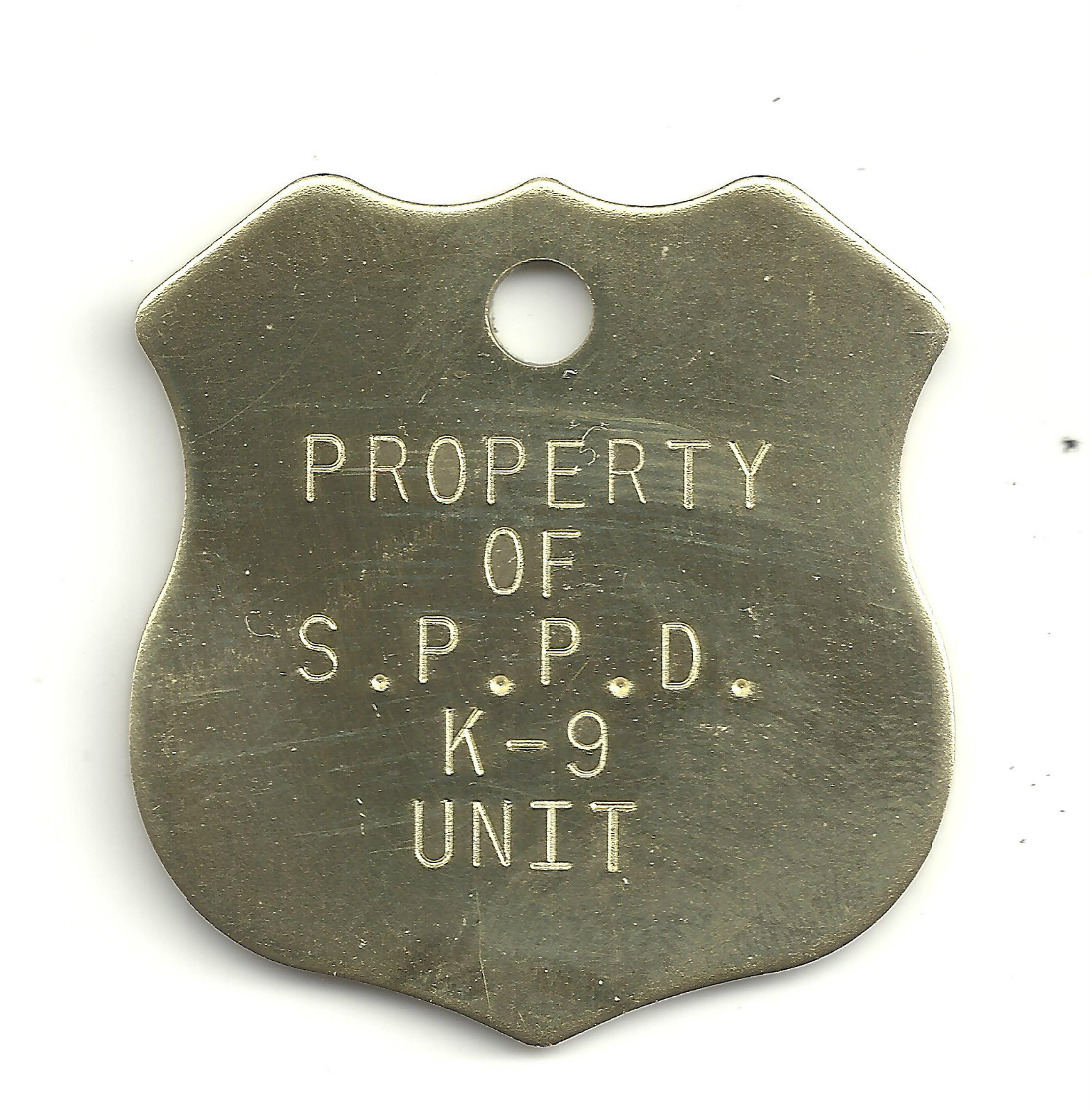 BRASS Large/Medium Badge Police Sheriff K-9 Patrol Dog Pet ID Tag