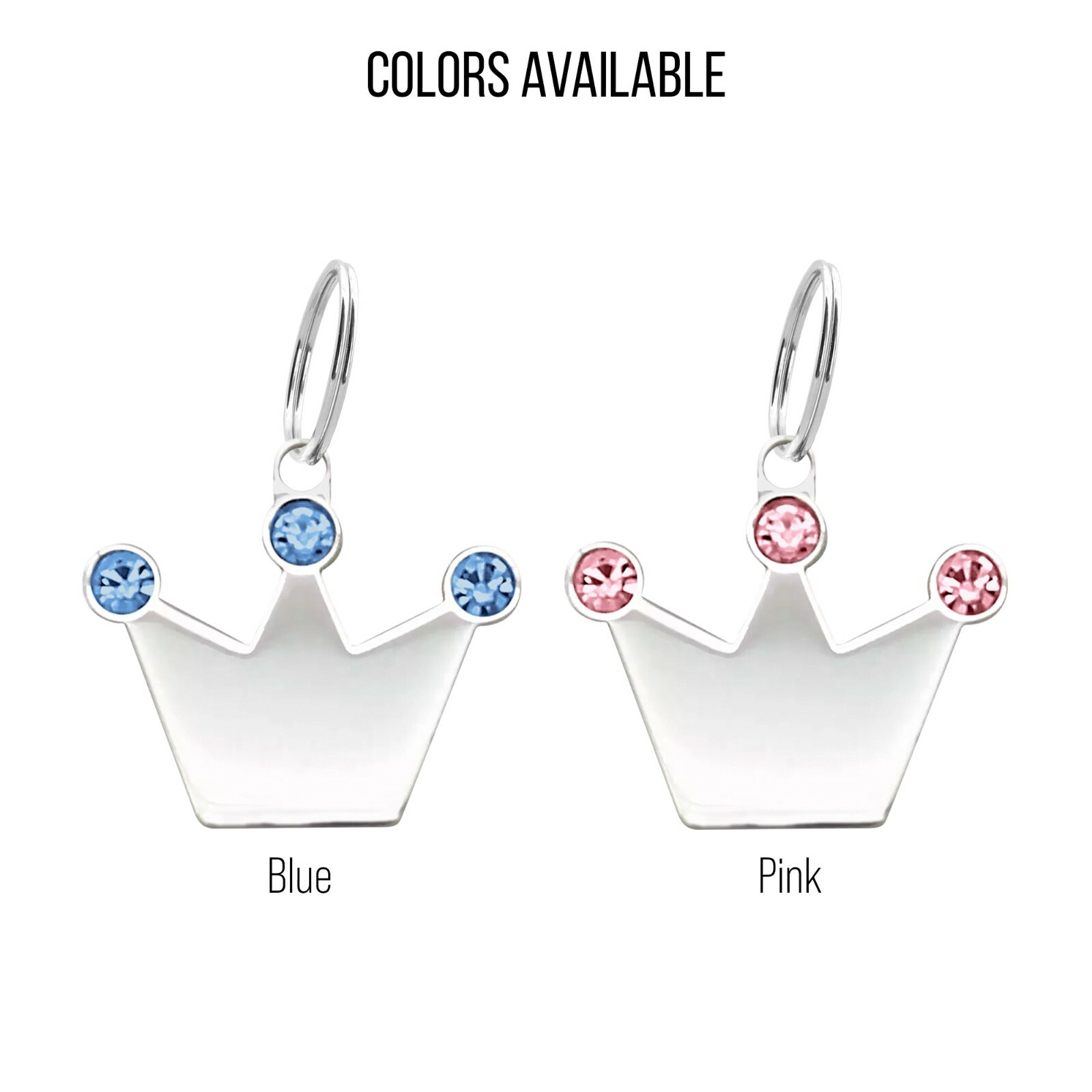 Custom Shiny Crown Cute Pet Tag Engraved Crystals Dog ID Tags Sparkling