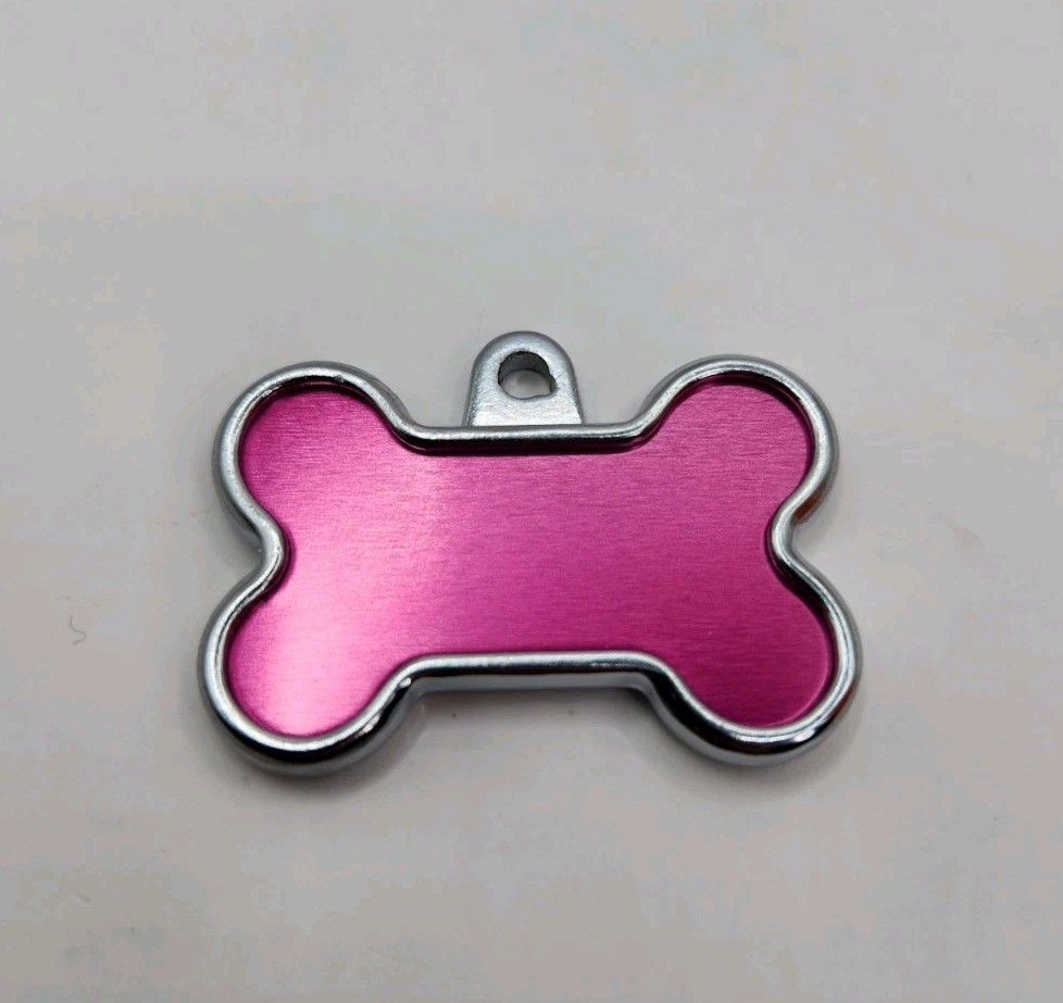 Dog Tag Works Custom Pink Stripe Floral Engravable New Pet Collar Charm Keychain