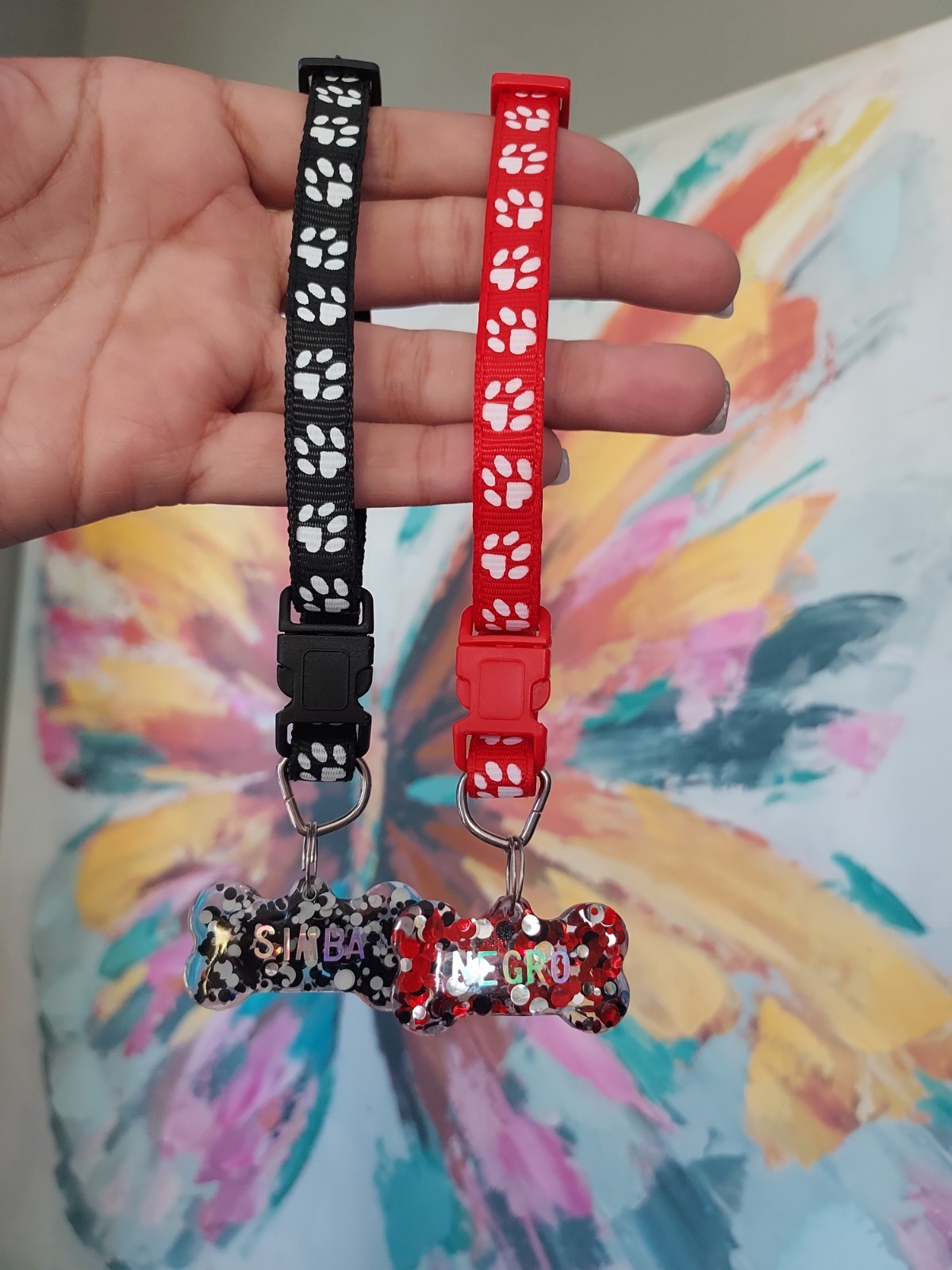 Collar personalizado para mascotas glitter