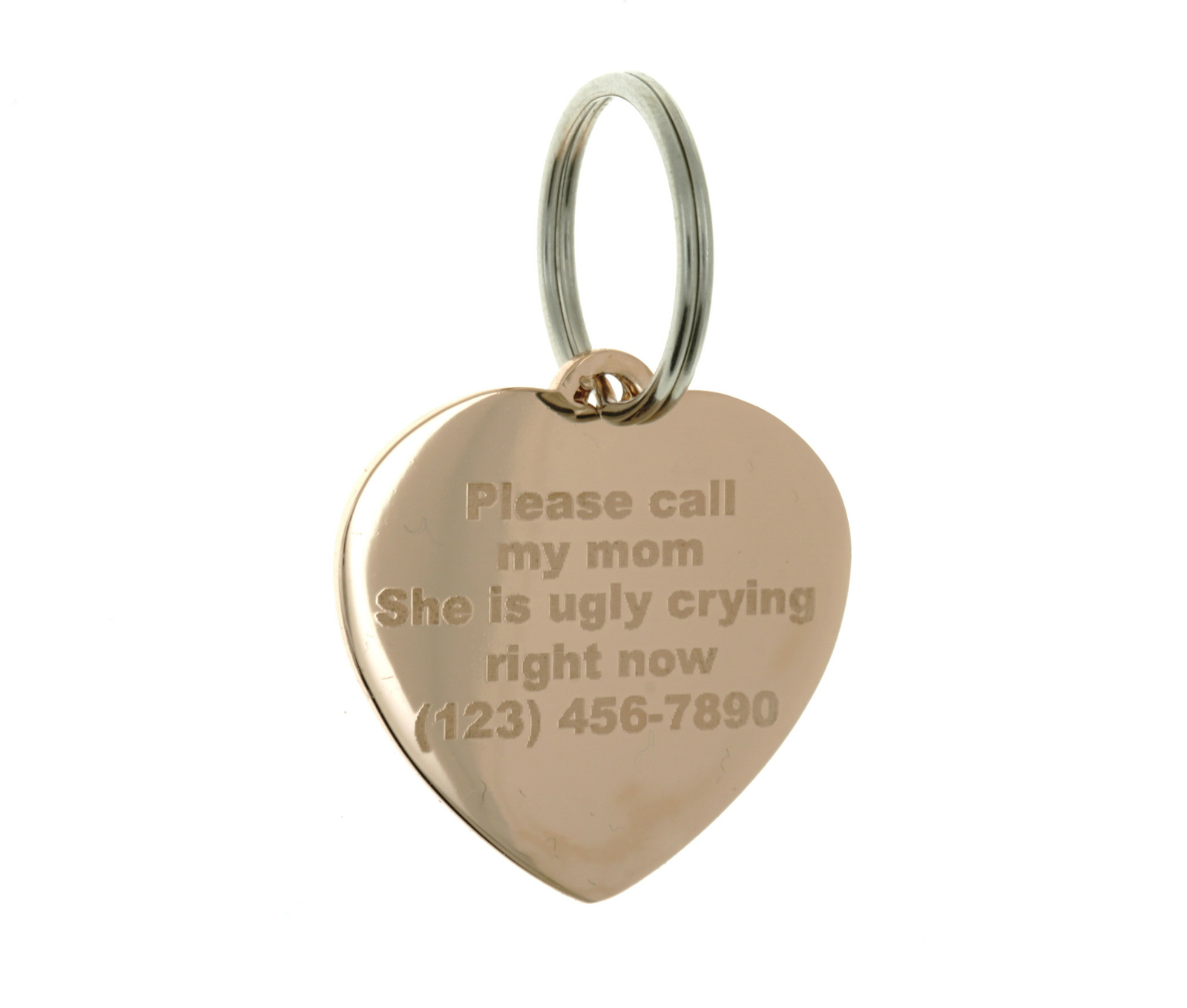 Custom Engraved Personalized Rose Gold Plated Heart CZ Stones Dog Pet ID Tag
