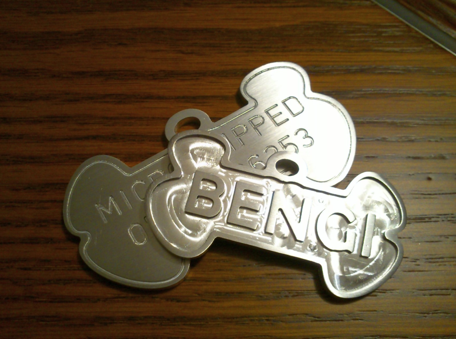 Custom made Dog-cat collar’s ID tag-double sided, carved/engraved aluminium