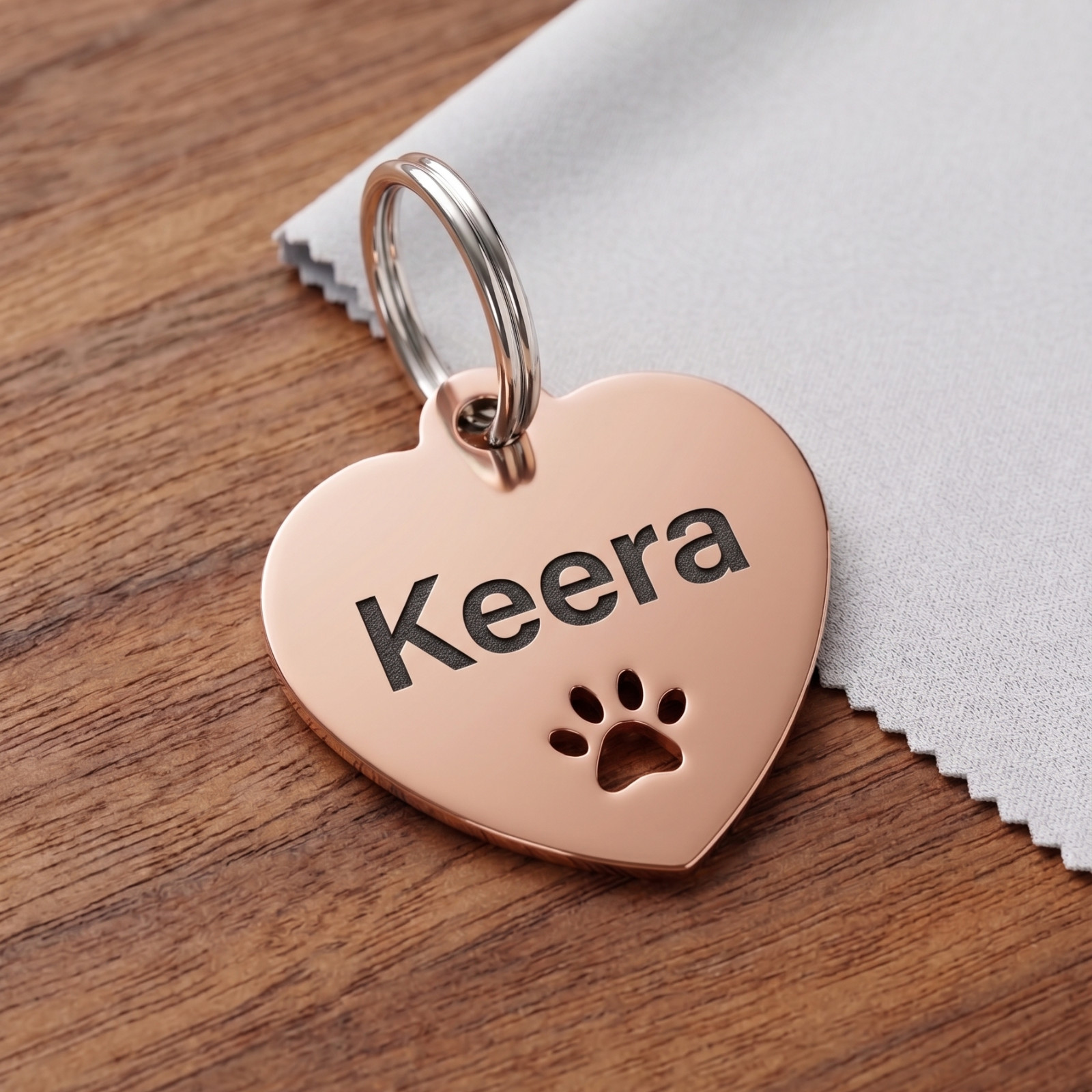 Custom Heart Paw Cutout ID Tag Engraved Placa Perro Gato Stainless 3 Sizes USA