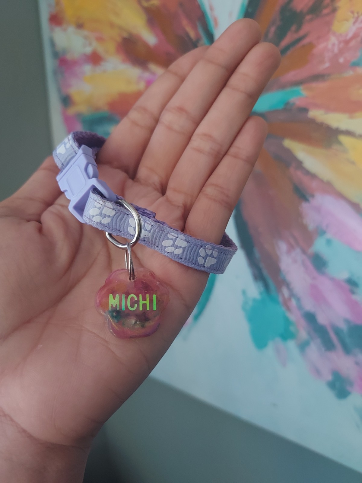 Collar personalizado para mascotas flores secas