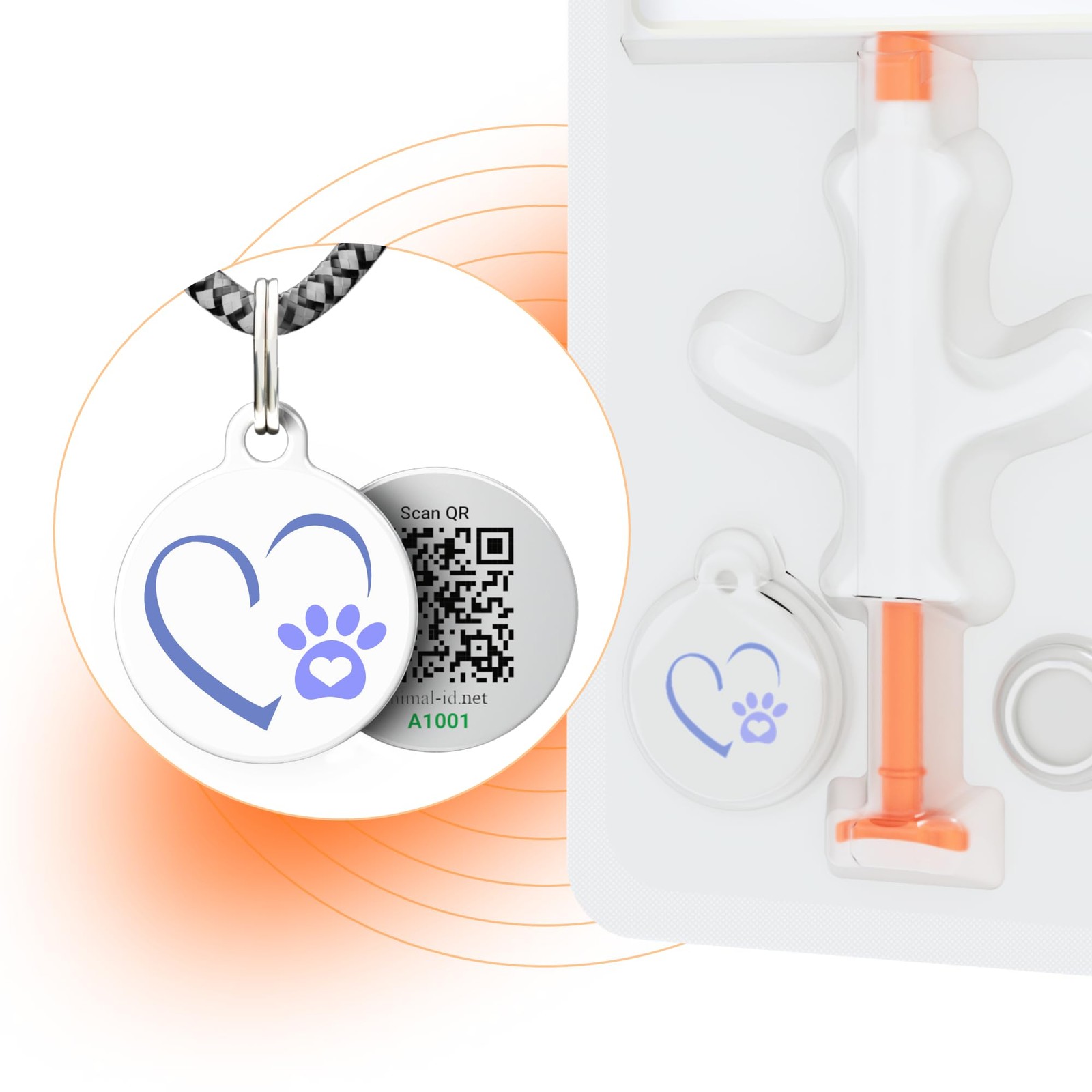 Mini Microchip Kit Dogs Cats Small Pets 1.4x8mm BioGlass QR ID Tag Free Reg