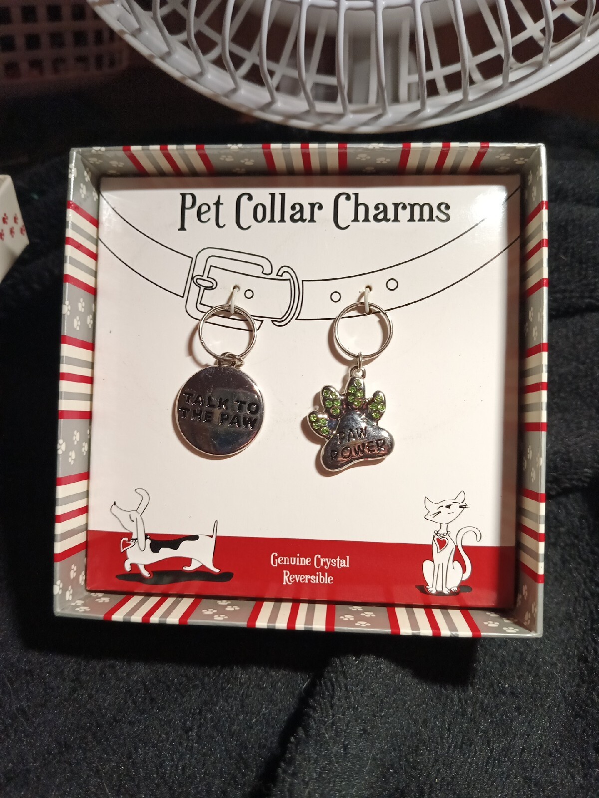 Pet Collar Charms Genuine Crystal Reversible With Free Pet Tag