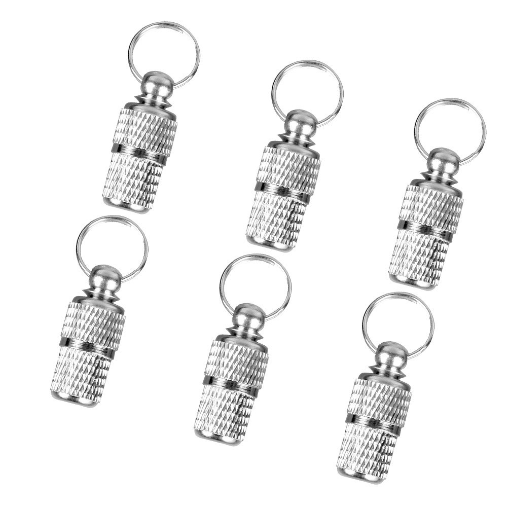 6Pcs Reusable Pet Id Tubes Silver Brass Collar Tags for Dog Cat Safety