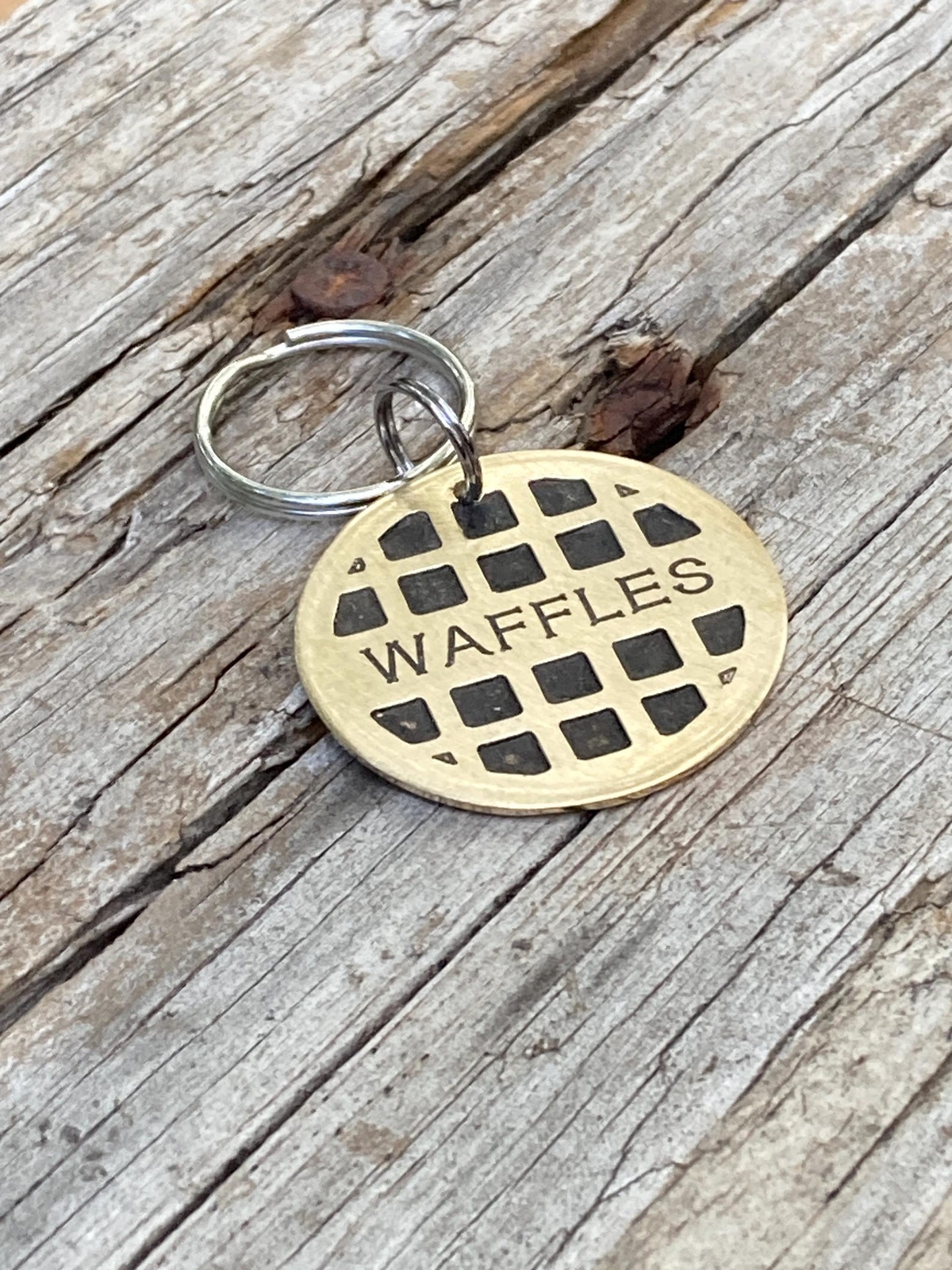Pet ID Tag Waffles Shaped, Personalized Name Tag for Dogs, Name – Phone Number