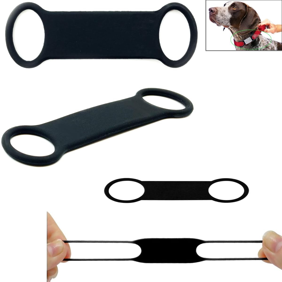 4 Pack Dog Tag Rubber Band Silicone Elastic Holder for Slide On Dog Tags Pers…
