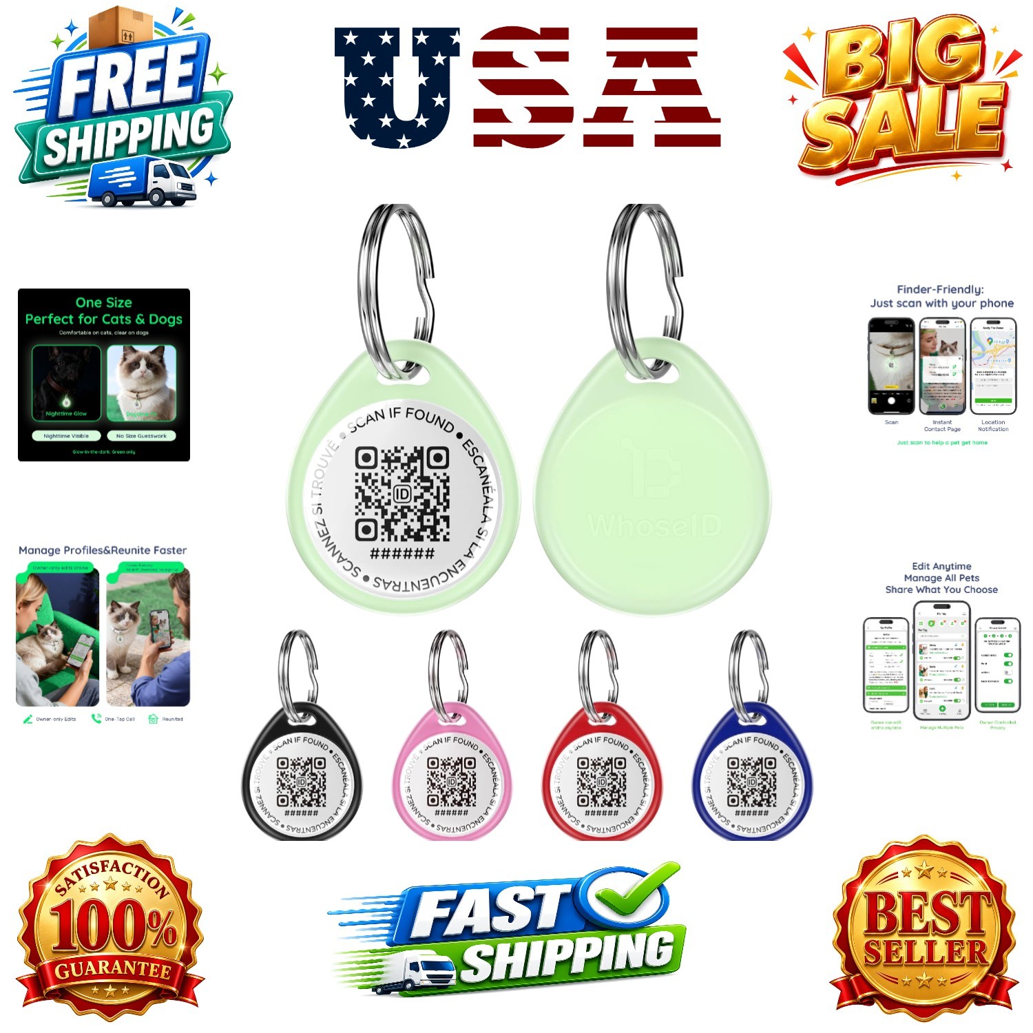 QR Code Dog Tag and Cat Tag, Scan to Reunite Faster, Waterproof and Durable, …