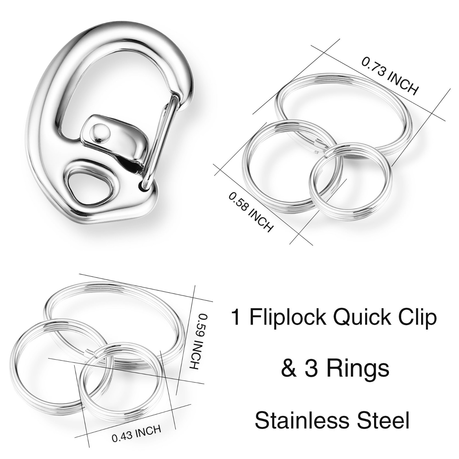 Stainless Steel Contour Carabiner Pet Collar Tag Clip Set – Ultra-Secure & Quick