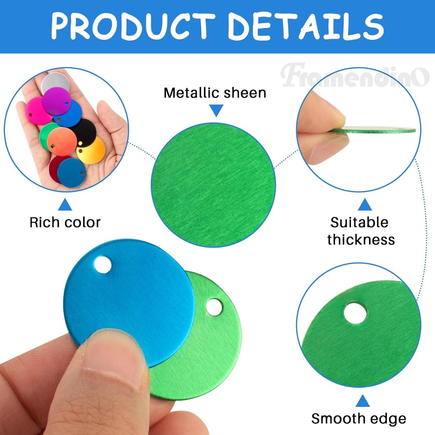Pet ID Tag Colorful Blank Round Double Sided Pets ID Tag Name Phone Number ID…