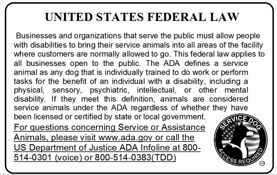 PTSD SERVICE DOG ID CARD ASSISTANCE ANIMAL ID BADGE ADA K-9 TAG # 1 PTSD