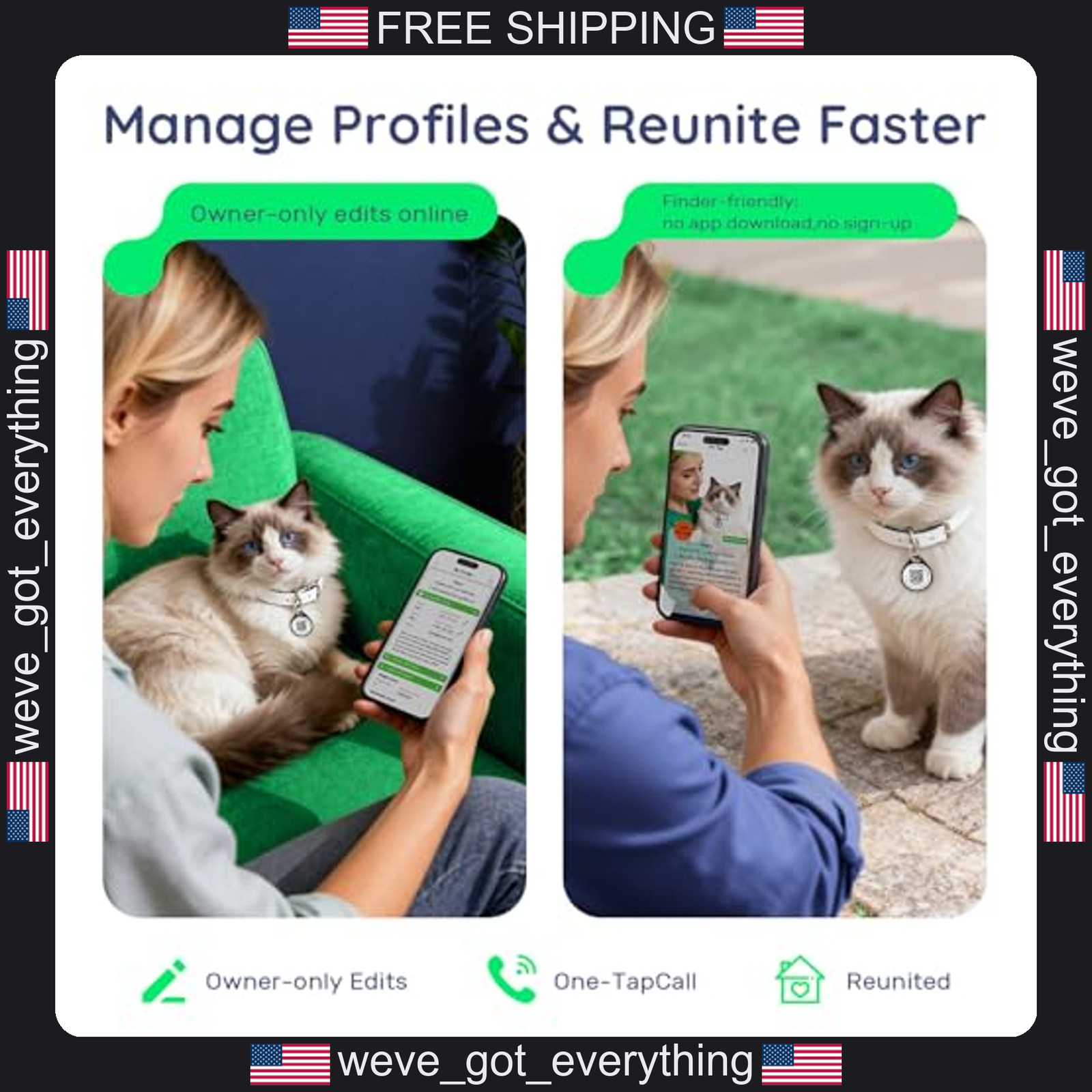 Qr Code Dog Tag and Cat Tag, Scan to Reunite Faster, Waterproof and Durable,