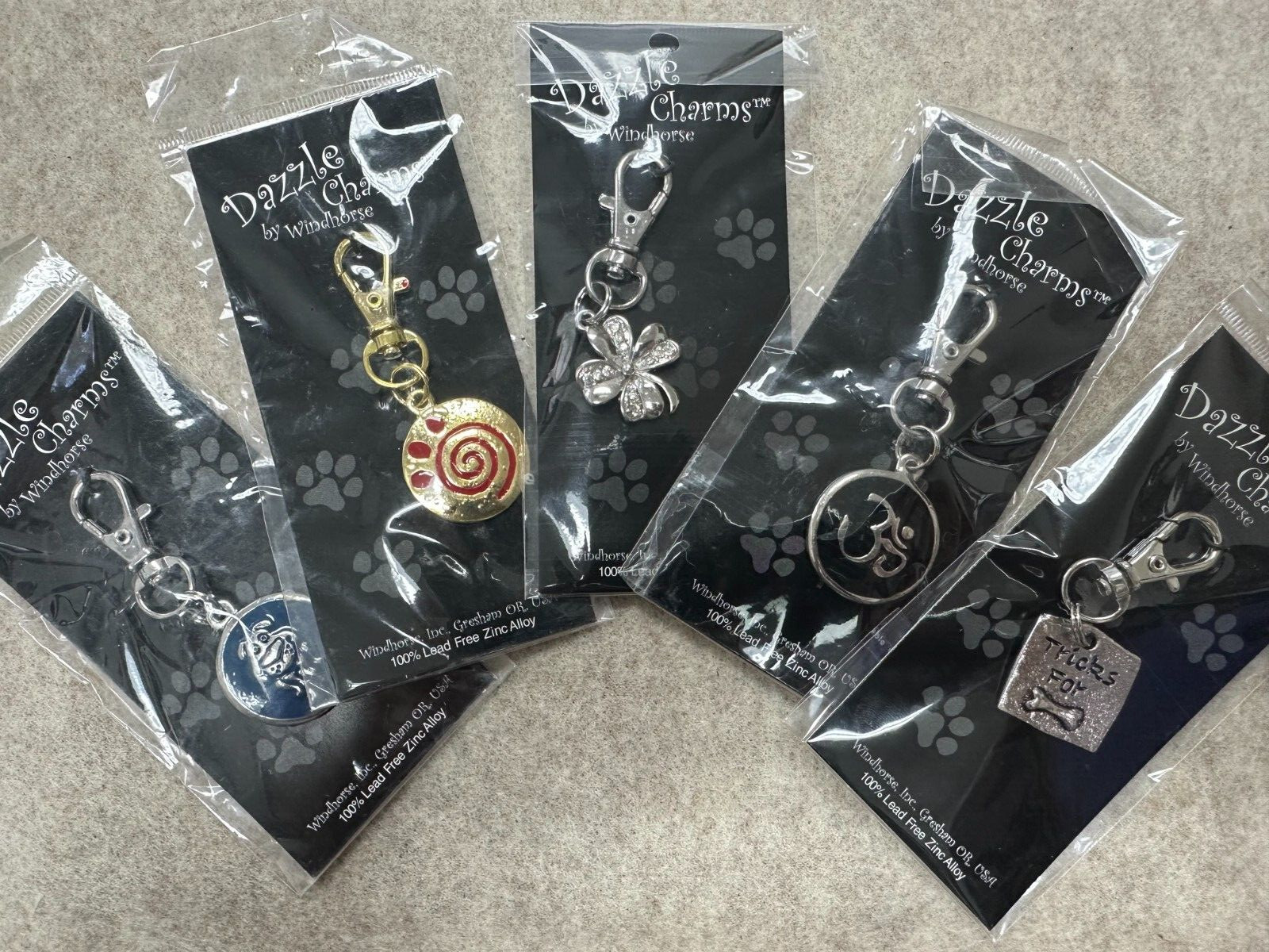 New Dazzle Charms Pet Tag Dog Collar Accessories/Zipper Pulls – Assorted Bundles