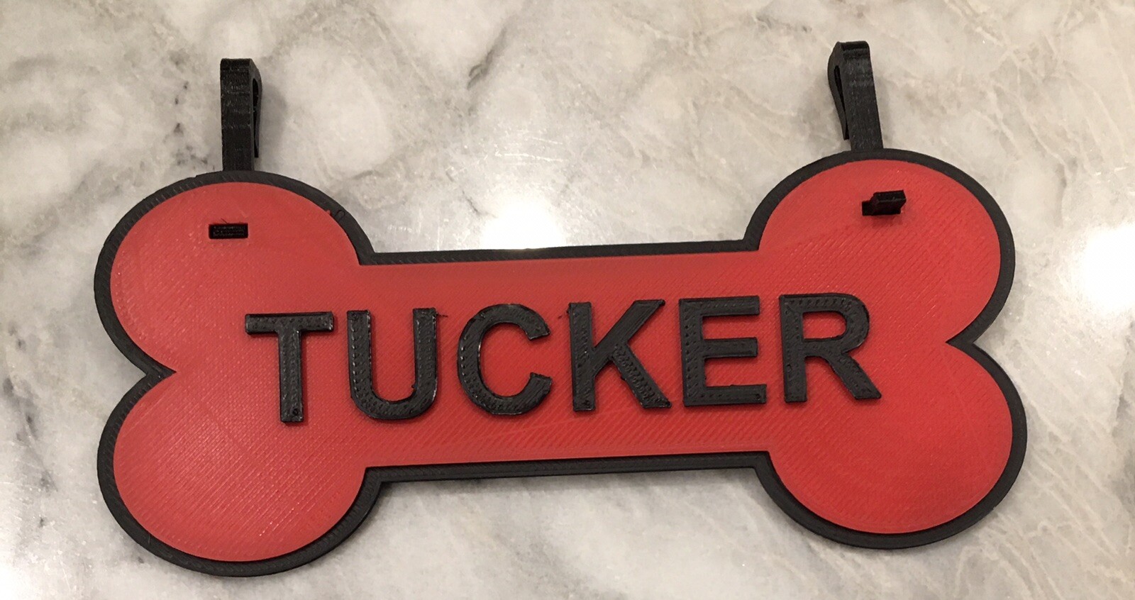 Six 3D Printed Personalized Kennel Tag Nameplates with Your Pets Name(s).