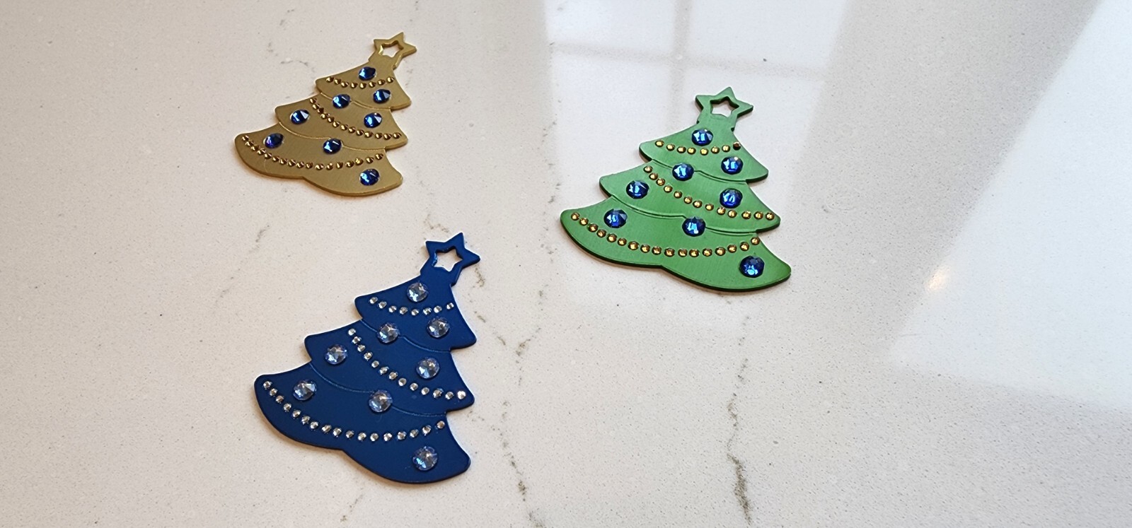 CUSTOM ENGRAVED CHRISTMAS TREE PET TAG ORNAMENT ID TAG with DECORATIVE CRYSTAL