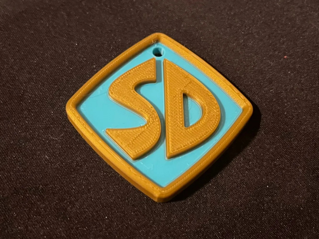 Scooby Doo Dog Tag SD Logo Pet ID Collar Charm 3D Printed Custom Blue Gold