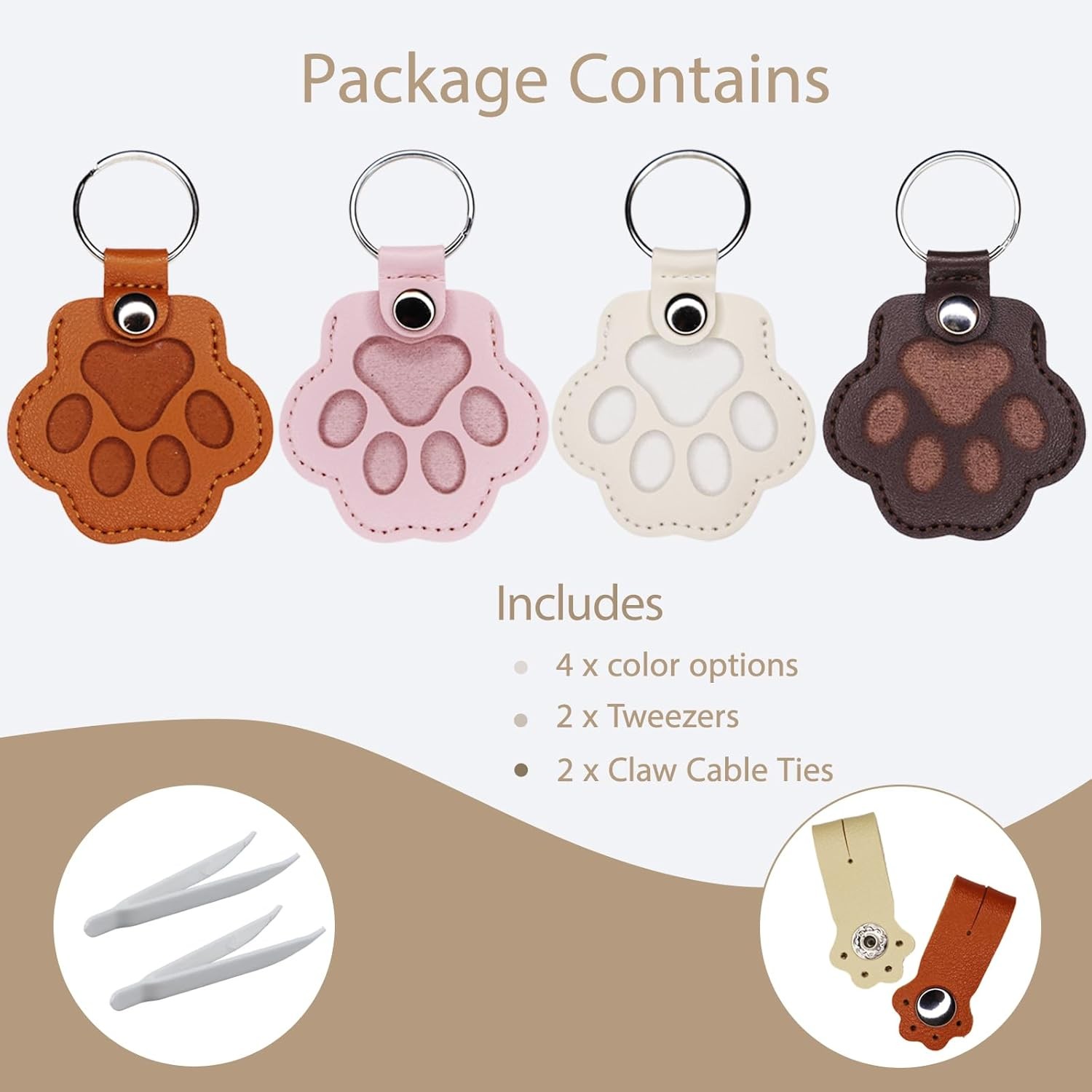 Pet Hair Keychain 4PCS – Pet Fur Keepsake Memorial Paw Keychain Leather Cat Fur