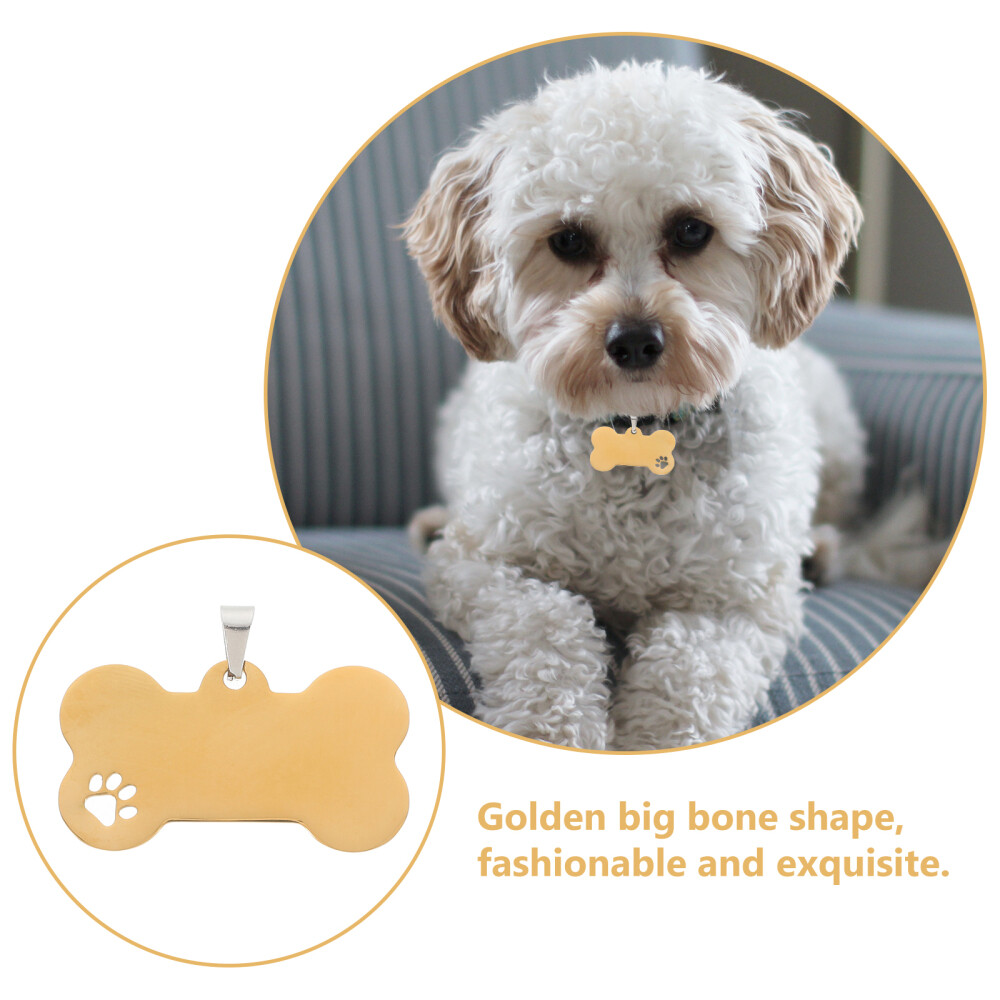 5PCS Cartoon Bone Shape Dog Tag Stainless DIY Pet Hanging Tag Blank Pet Name Tag