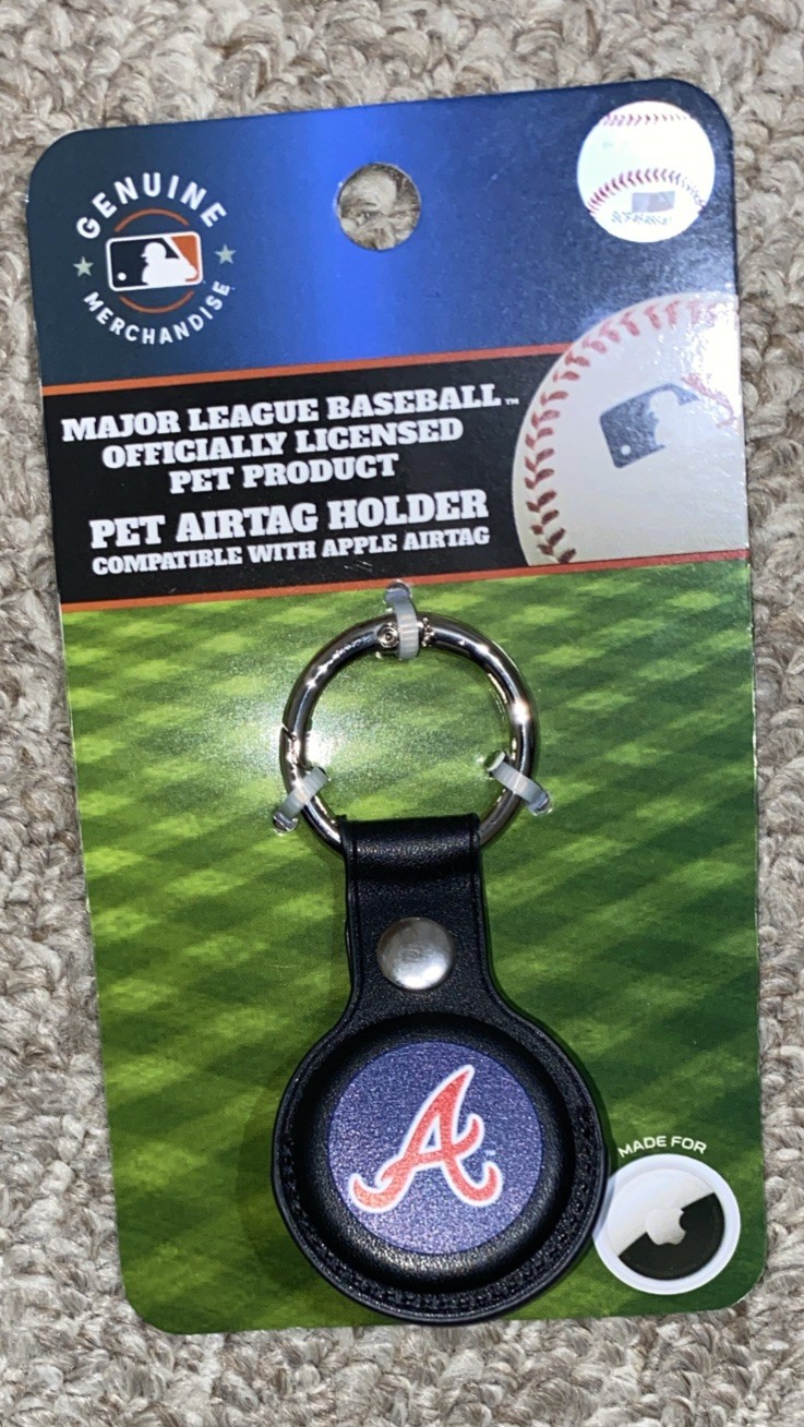 Pets MLB Keychain Apple Air Tag Holder for Dogs&Cats Leather “Braves”AirTag Case