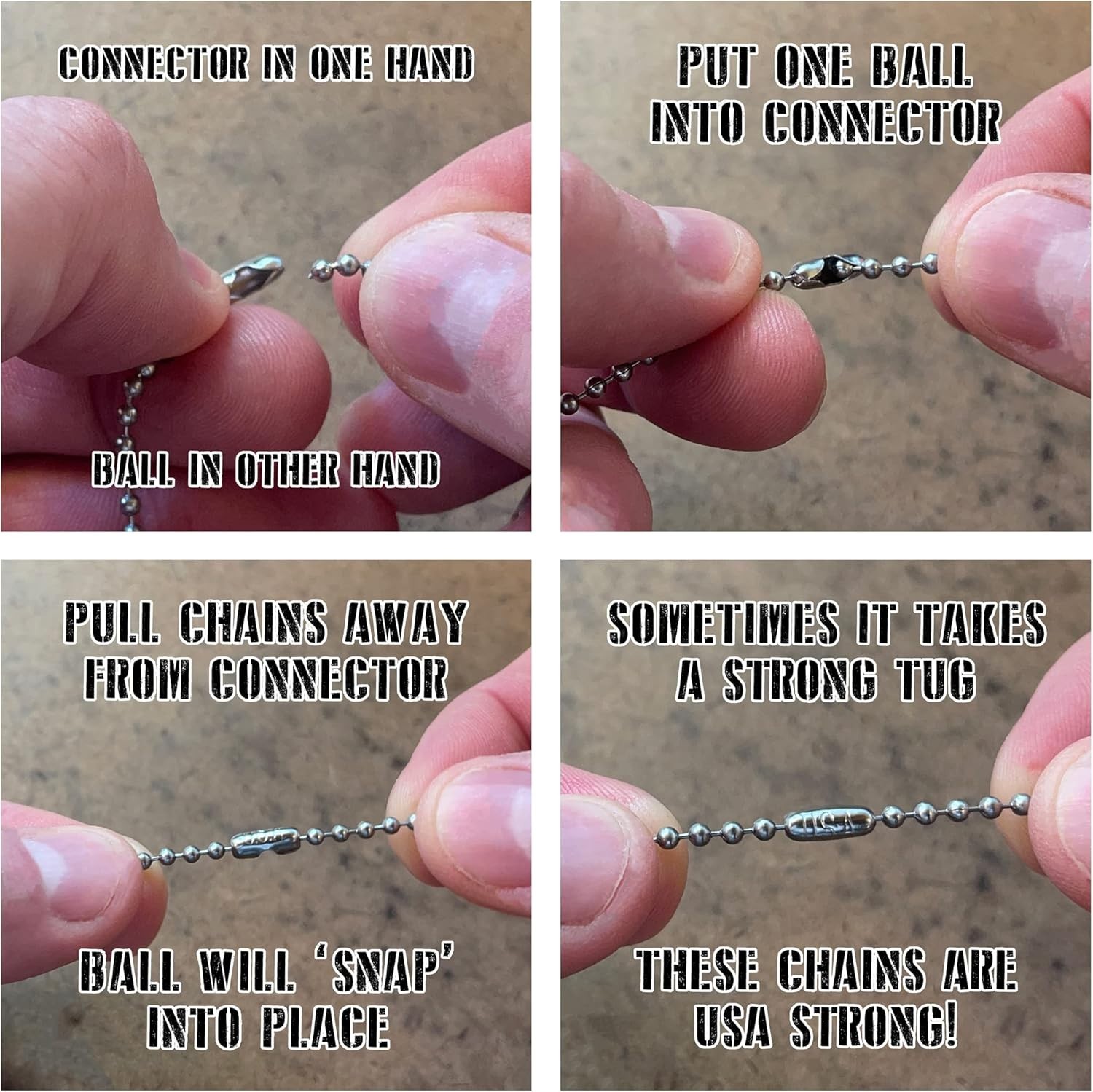 Durable Stainless Steel Ball Chain Set for Military Dog Tags – 27 / 4.5 Inches