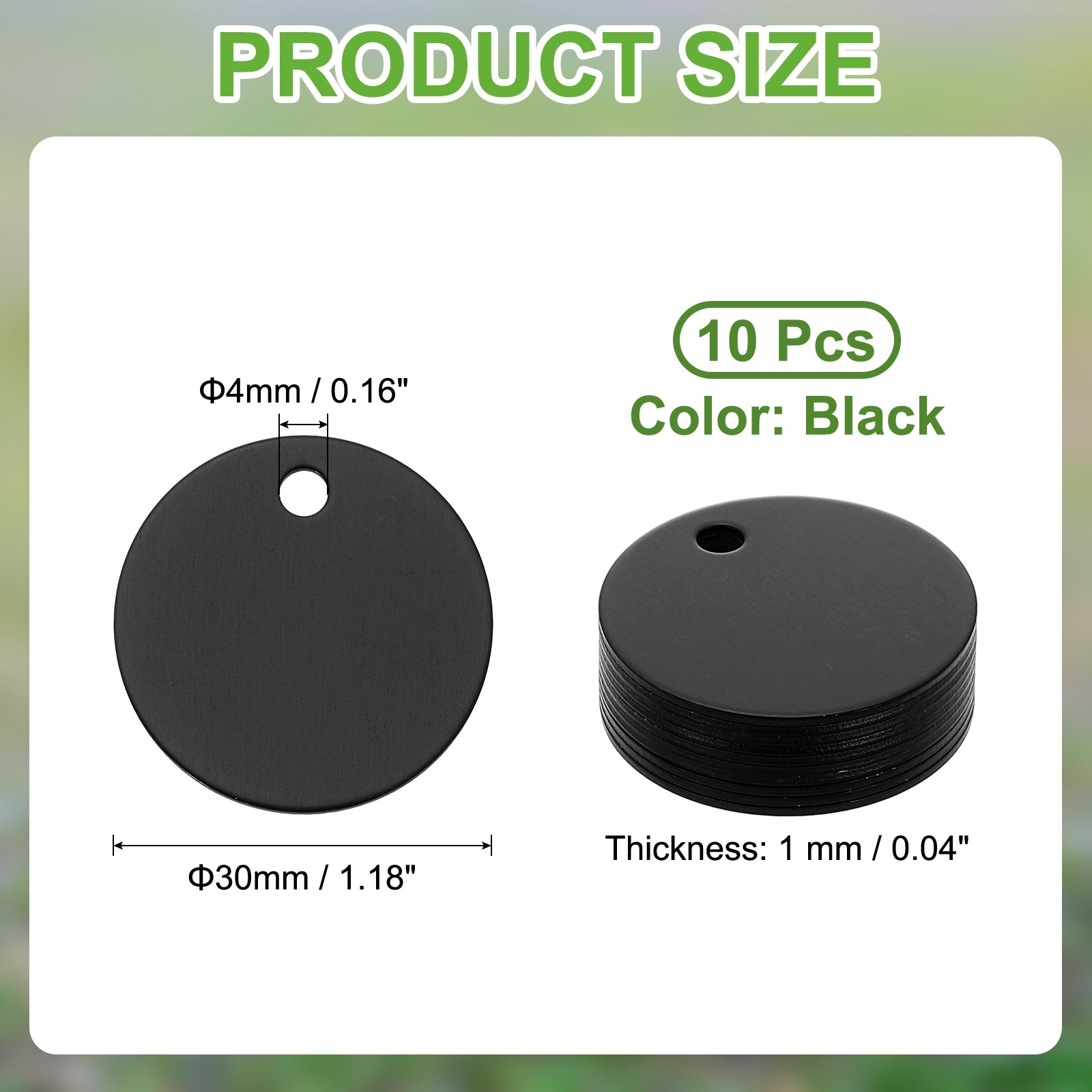 10pcs Dog Pet Tags 30mm Round Aluminum Engraving Blanks Tags Black