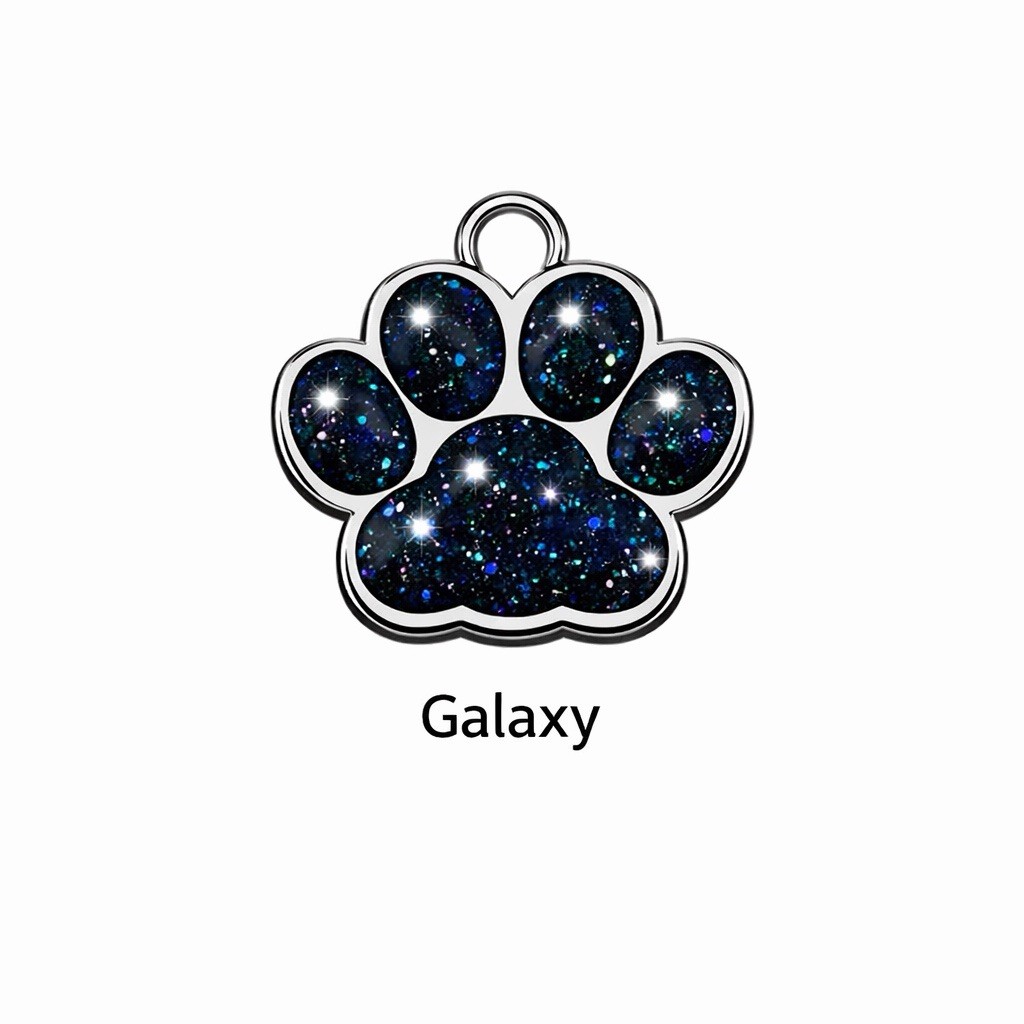 Deep Engraving Glitter Paw Pet ID Tag, Custom Engraved Dog Tags Personalized