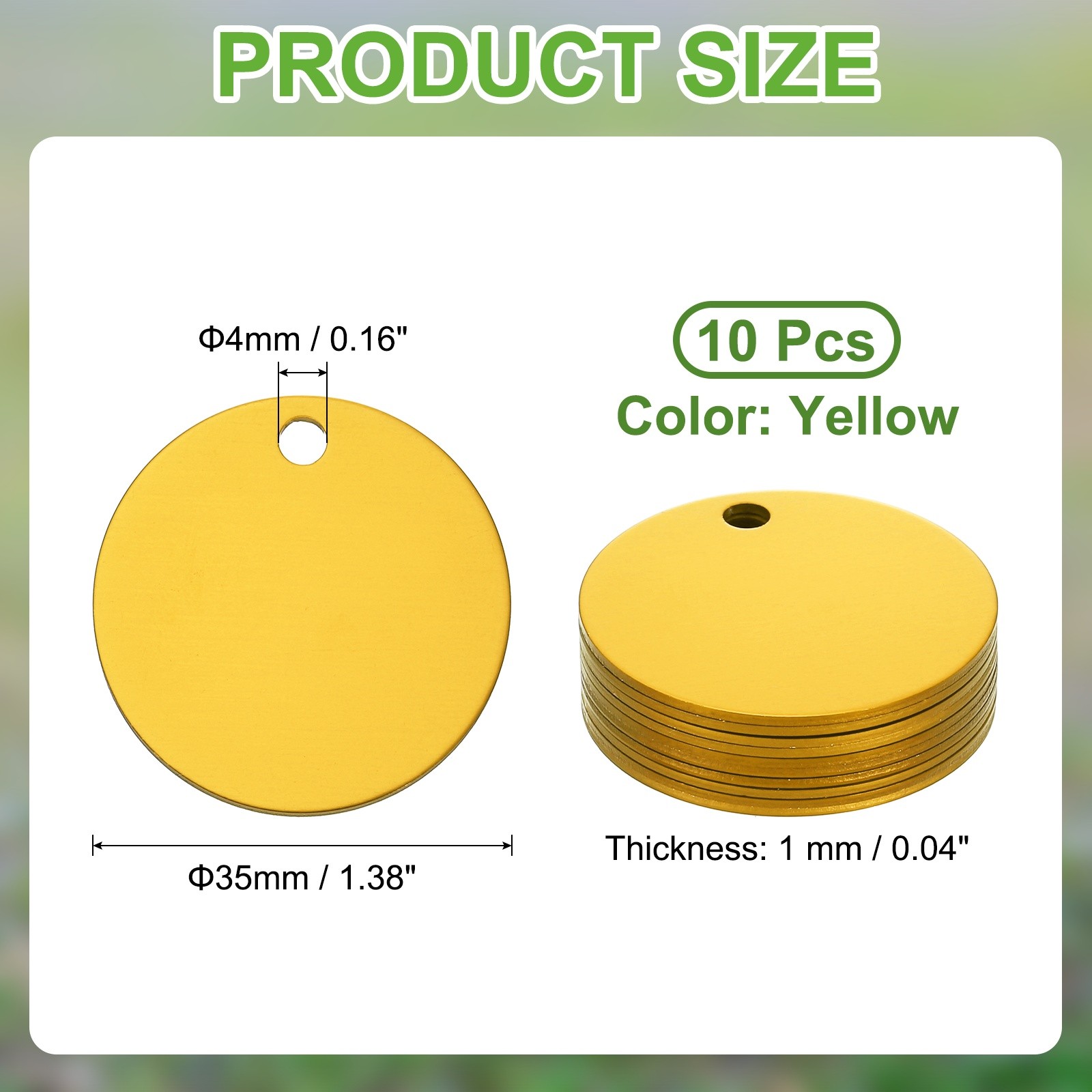 10pcs for 35mm Round Aluminum Engraving Dog Tag, Yellow