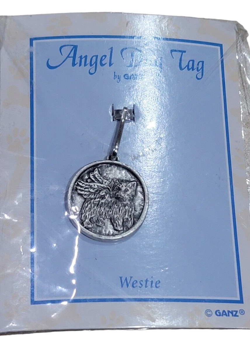 Ganz Westie Angel Dog Tag Winged West Highland Terrier Pewter Tone Charm New