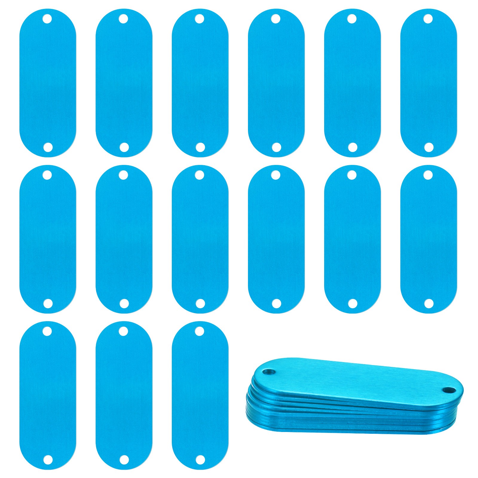 25-Pack 2″ x 0.75″ x 0.04″( L x W x T ) Blank Dog Tags [Lake Blue, 2 Holes]