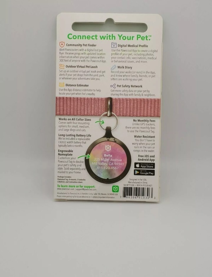 Pawscout The Smarter Pet Tag Community Pet Finder Connects To Your Phone NEW